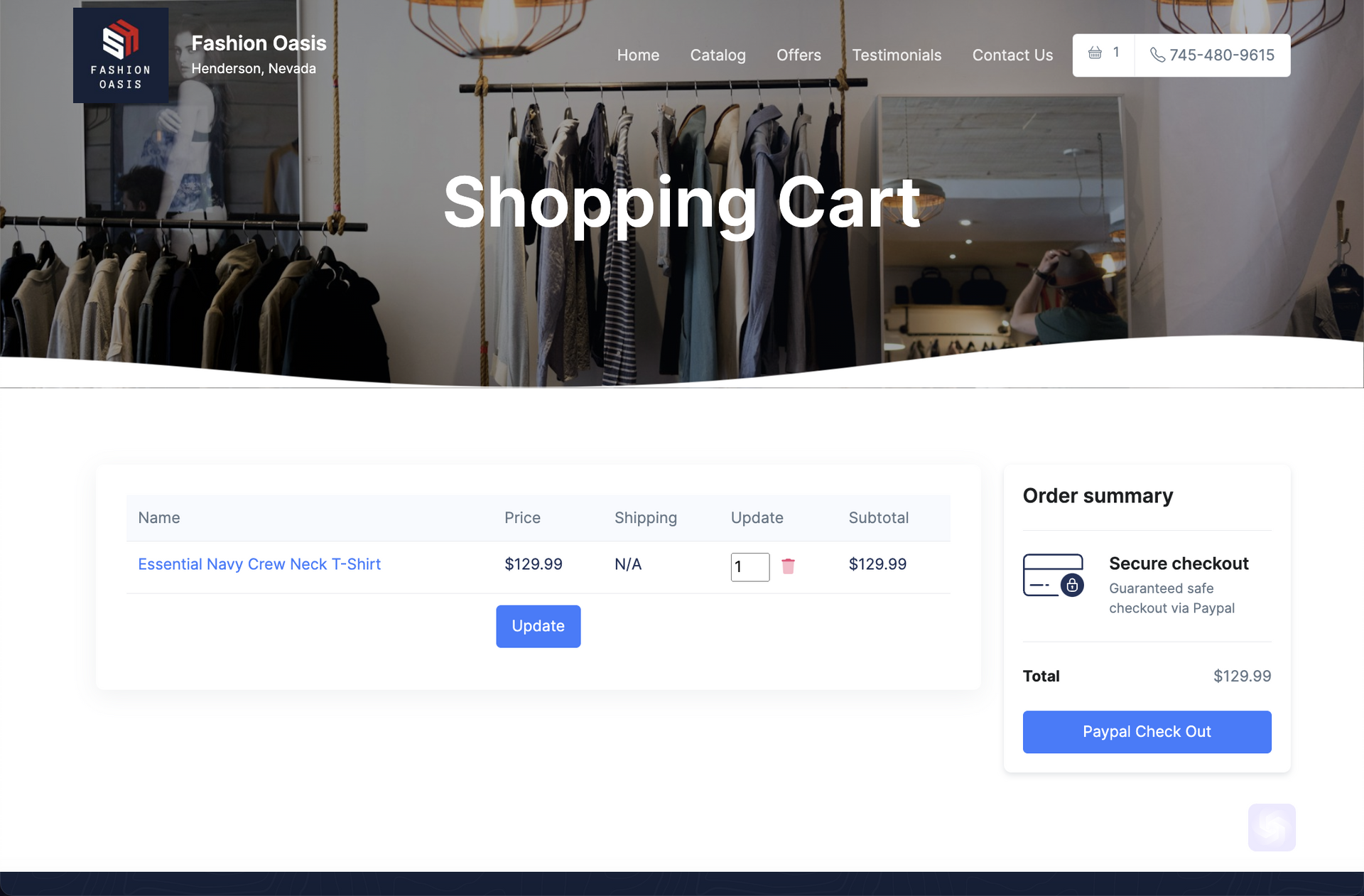 A screenshot of a shopping cart on a website.