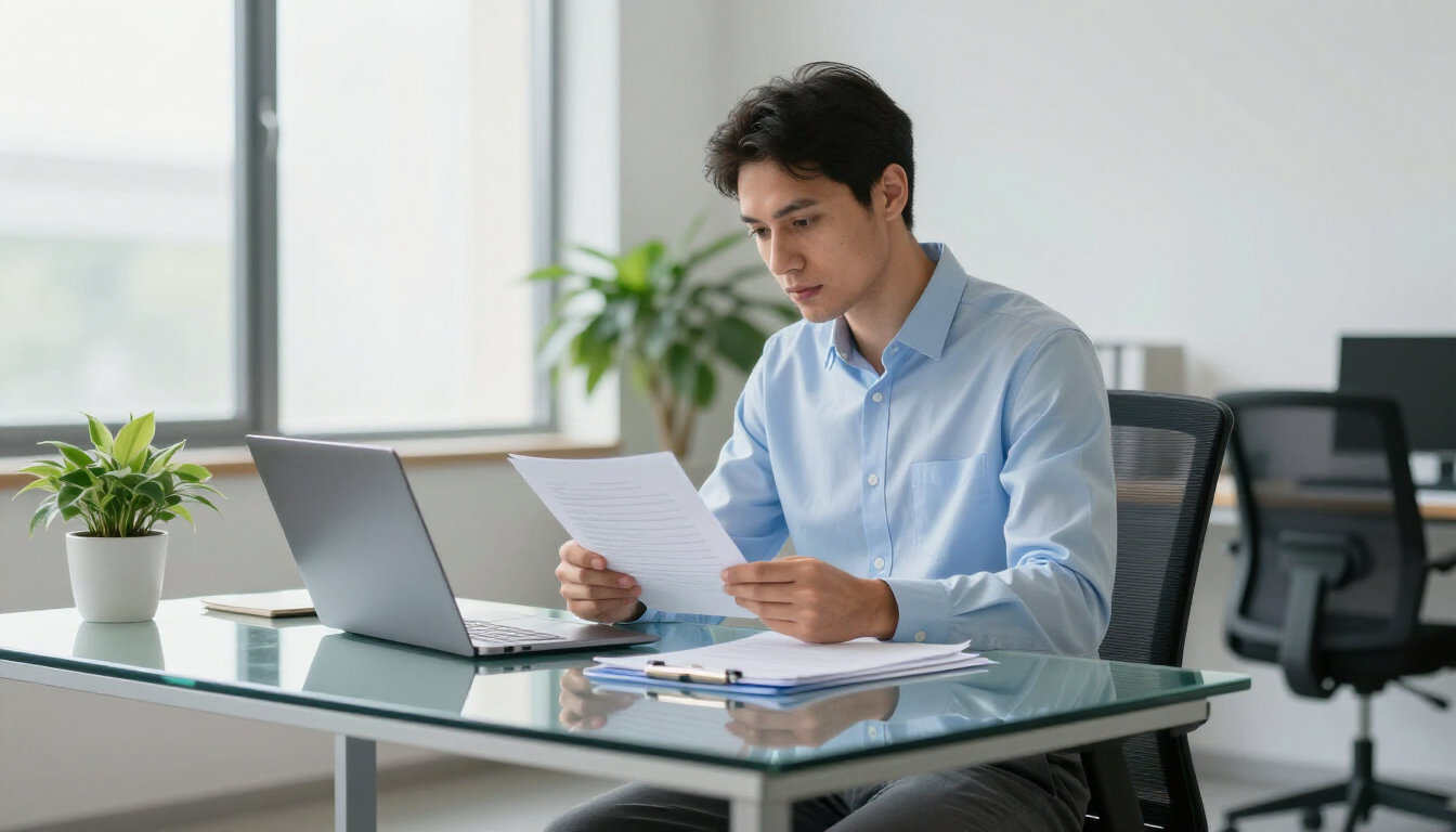 Close-up of an HR audit process with a magnifying glass over documents.