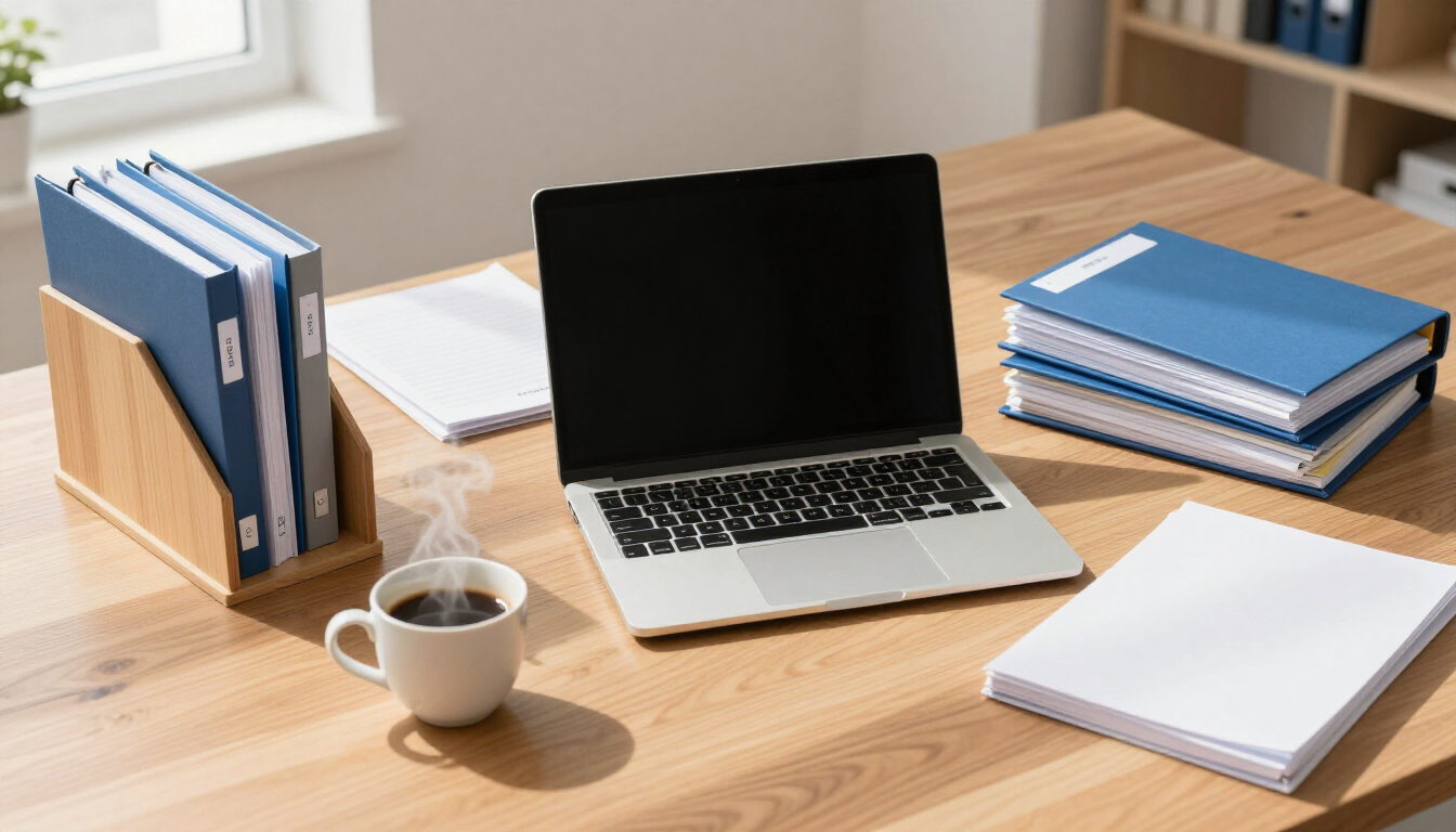 Organized personnel files and folders in a modern office