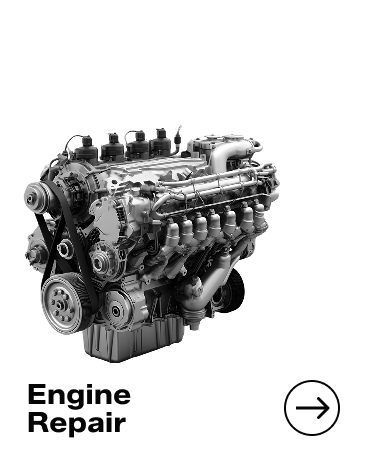 Engine with repair text and arrow.