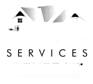 Logo with stylized house silhouette above the word SERVICES.