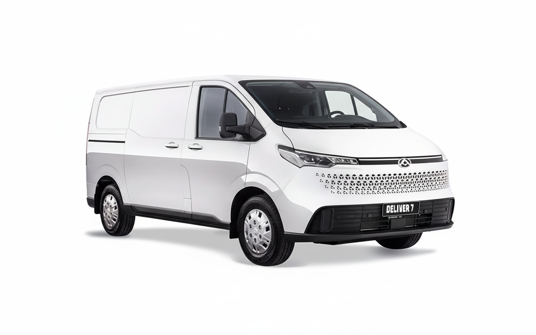 White cargo van parked on a surface.