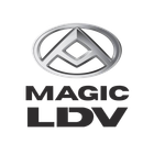 Logo for Magic LDV: Silver emblem above black text; reads 
