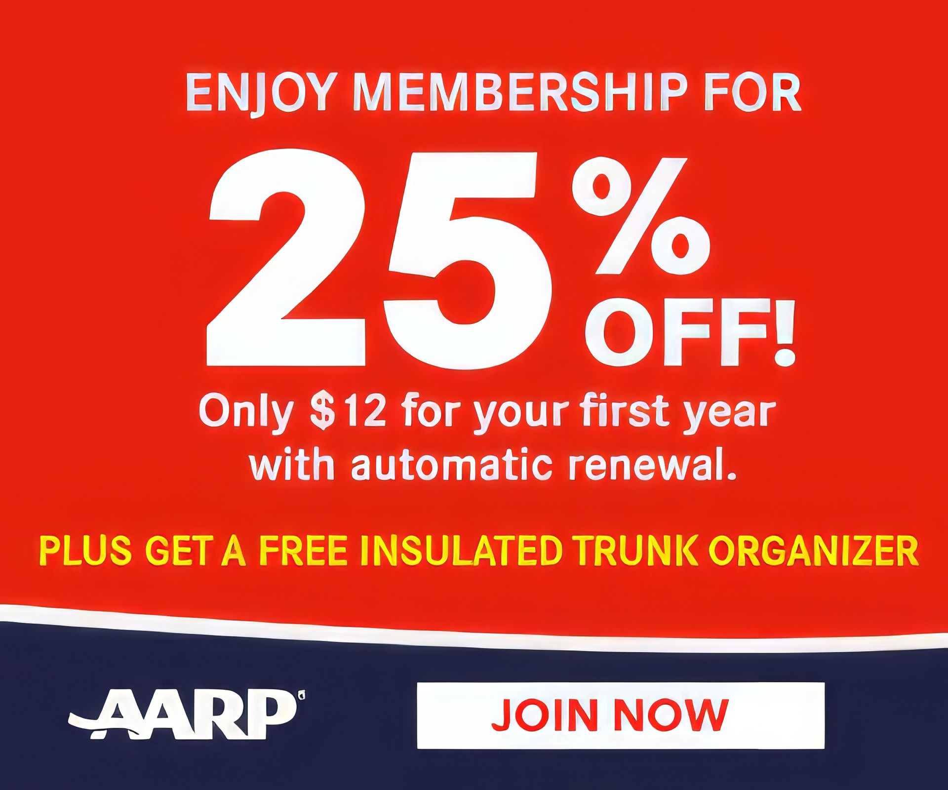 A red sign that says enjoy membership for 25 % off