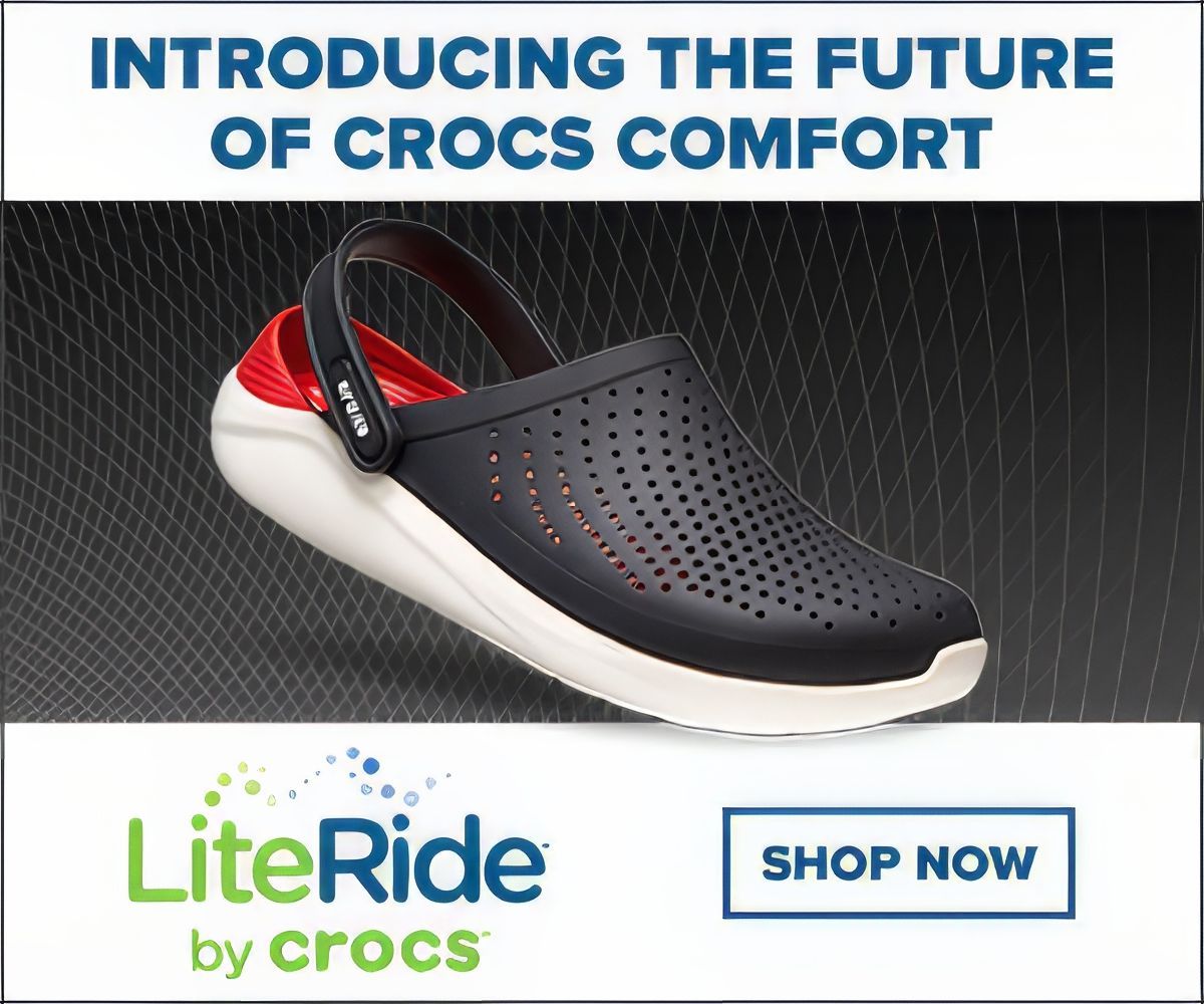 An advertisement for literide by crocs that says introducing the future of crocs comfort