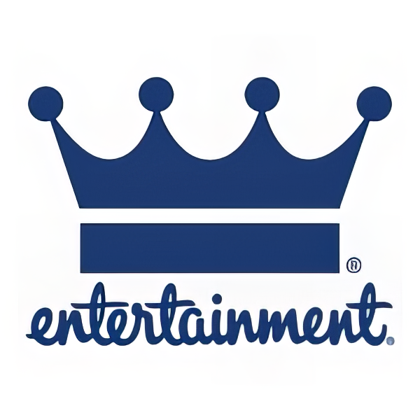 Blue crown logo with the word 