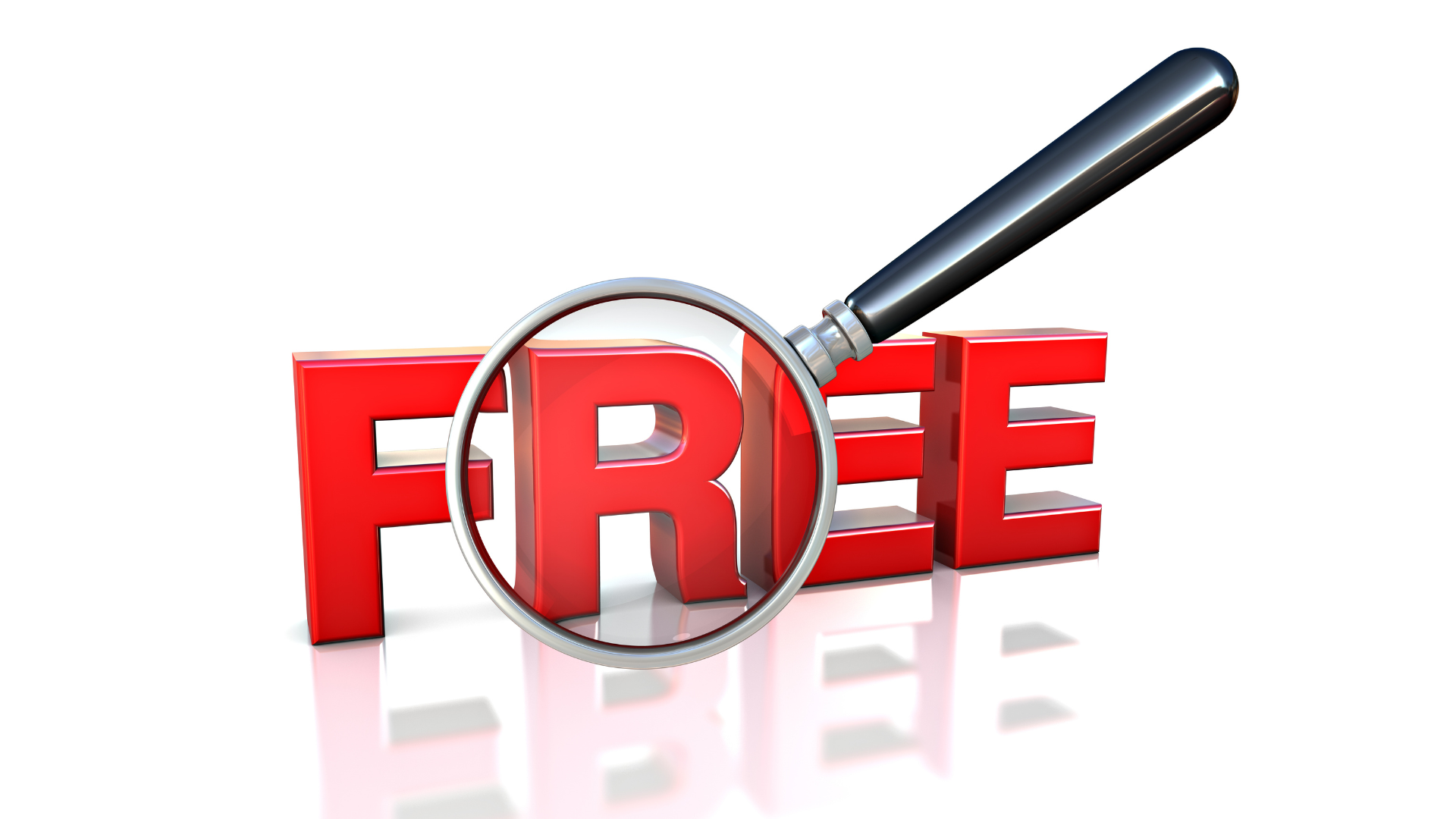 The word free is under a magnifying glass