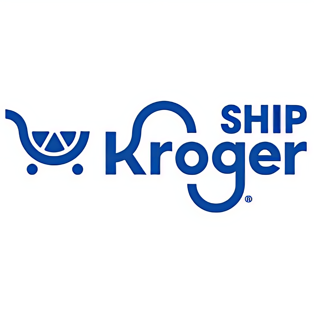 A blue logo for ship kroger on a white background