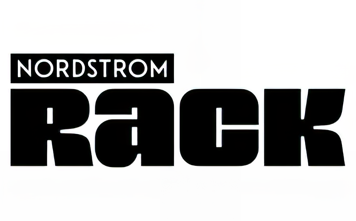 A black and white logo for nordstrom rack on a white background.