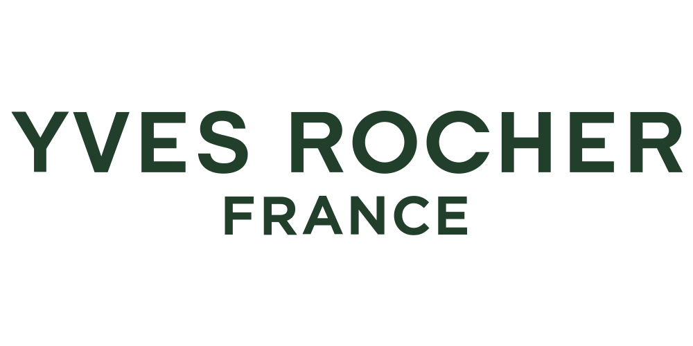 The logo for yves rocher france is green and white on a white background.