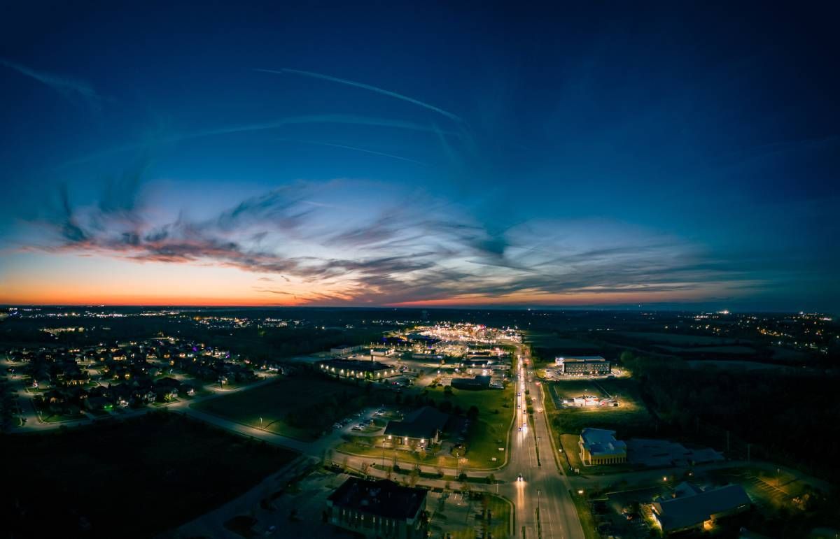 An aerial image of Nicholasville, Kentucky (KY)