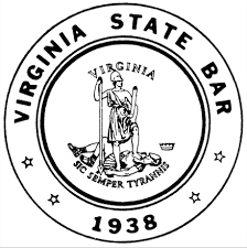 A black and white virginia state bar seal from 1938