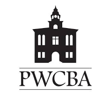 A black and white logo for pwcba with a silhouette of a building.