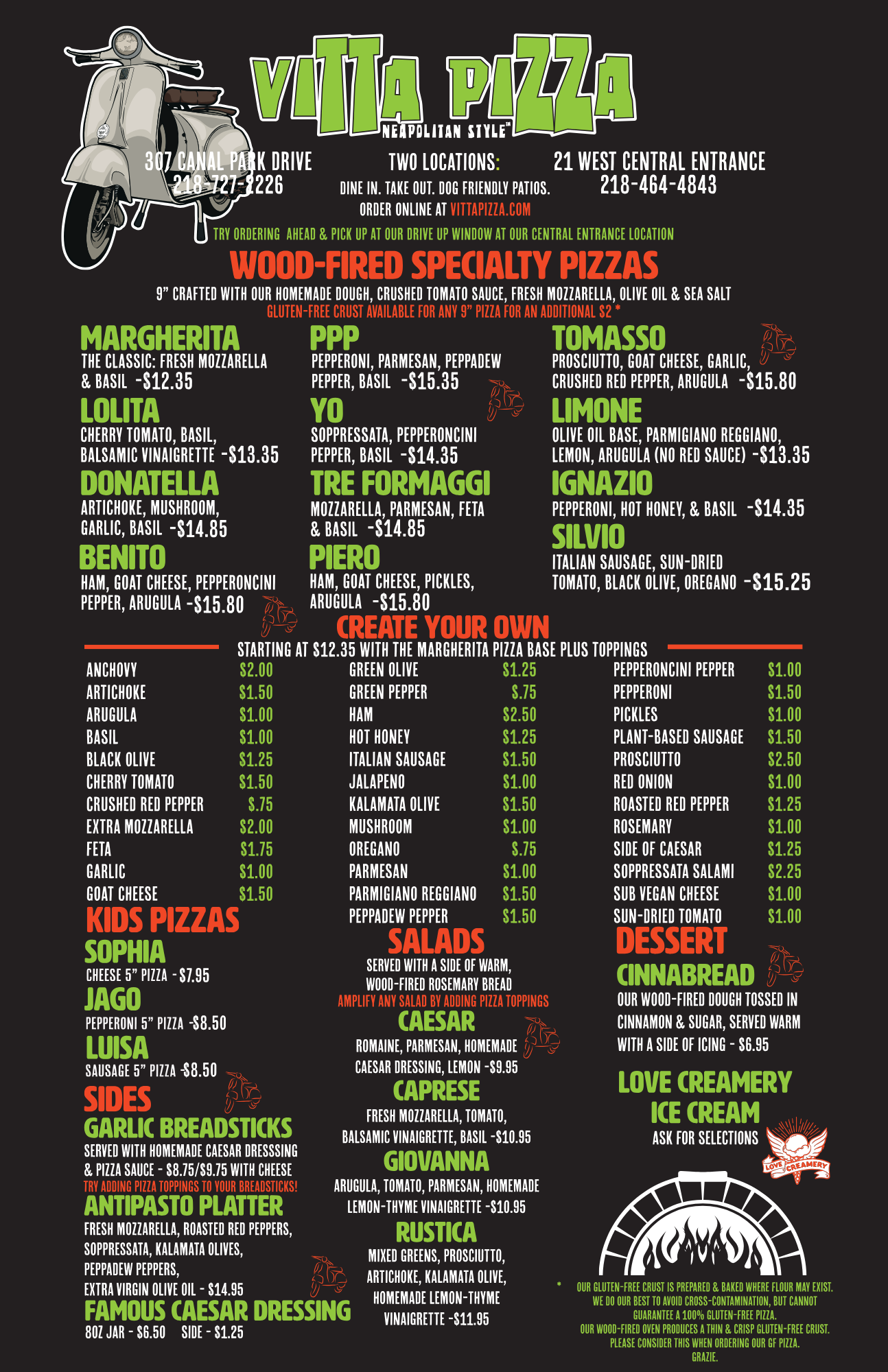 Vitta Pizza menu
