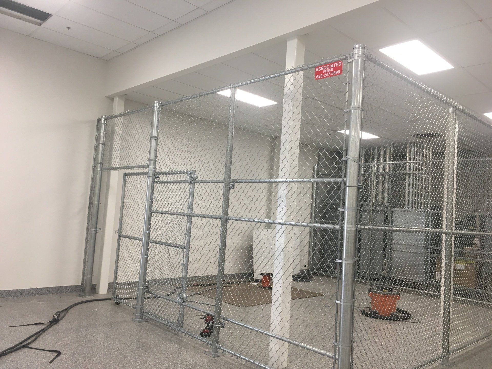 Interior Commercial Chain Link Cage with Rolling Gate Access