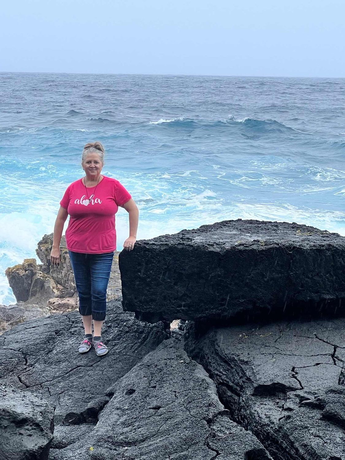 Posing in front of the ocean in Hawaii