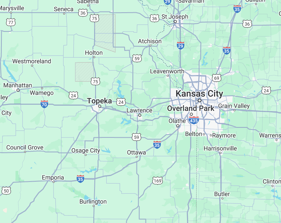 map if the service area for Rueschhoff security. they cover eastern Kansas and western Missouri