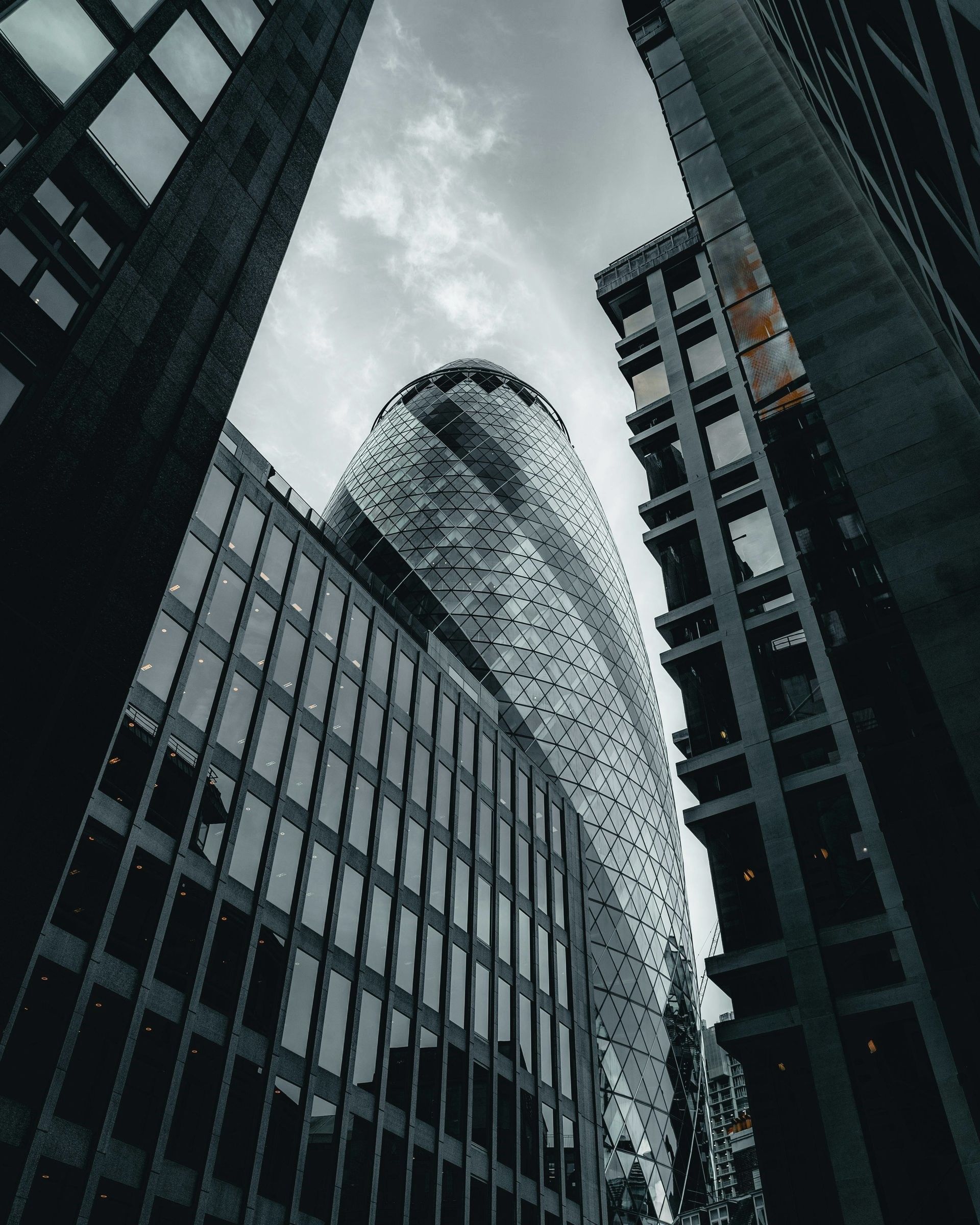 Buildings against a cloudy sky
