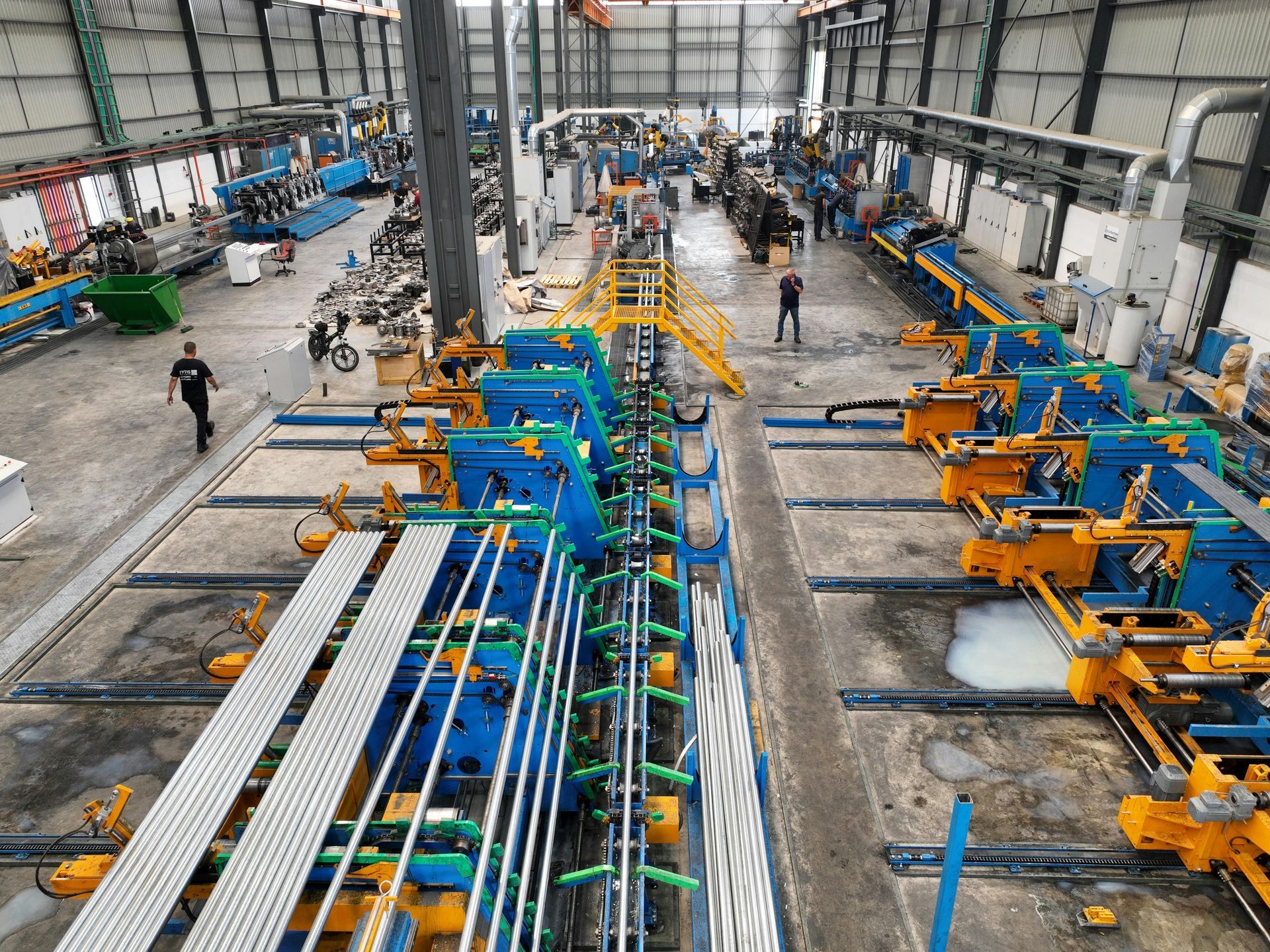 The inside of a factory with large machinery