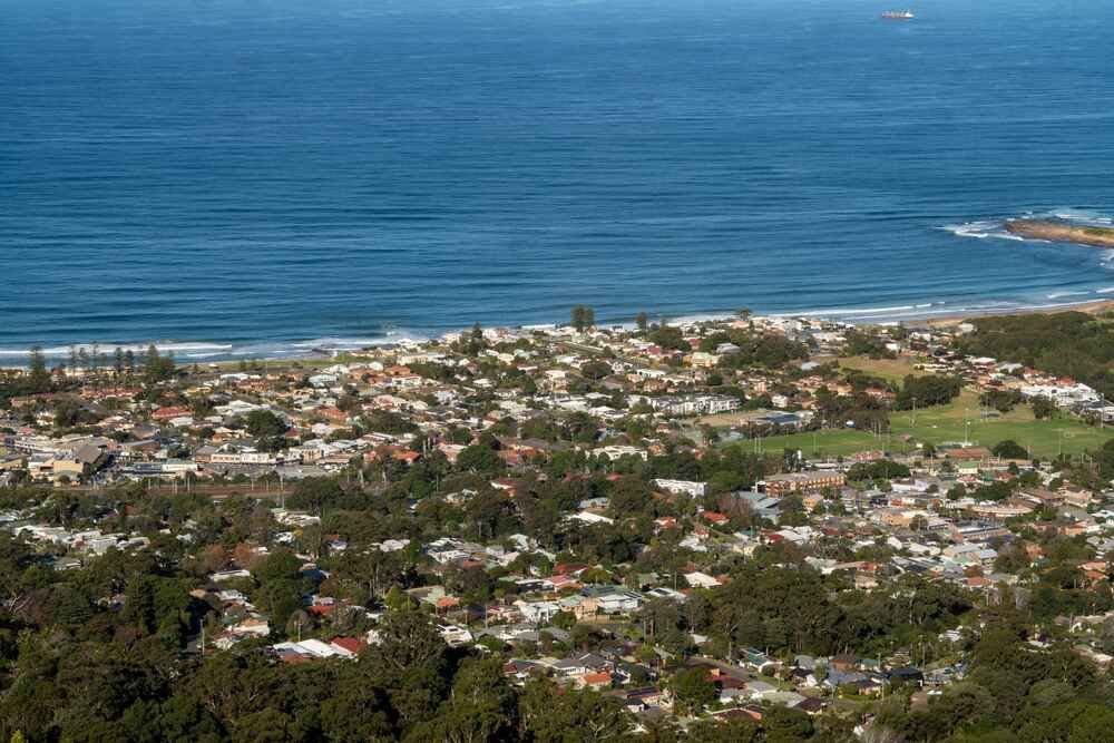 An Aerial View Of A City Next To The Ocean — Bastion Electrical In Bulli, NSW

