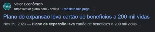 Search result from Valor Econômico dated Nov 29, 2023, titled 