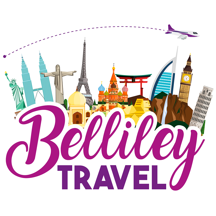 Es un logotipo para una empresa de viajes llamada bellley travel.