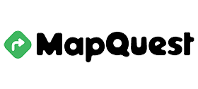 MapQuest logo with a green diamond containing a white arrow pointing right.