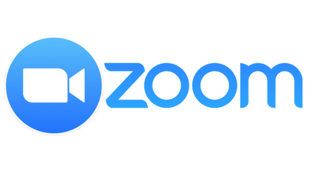 A blue zoom logo on a white background