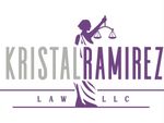 A purple logo for a law firm with a woman holding scales of justice.