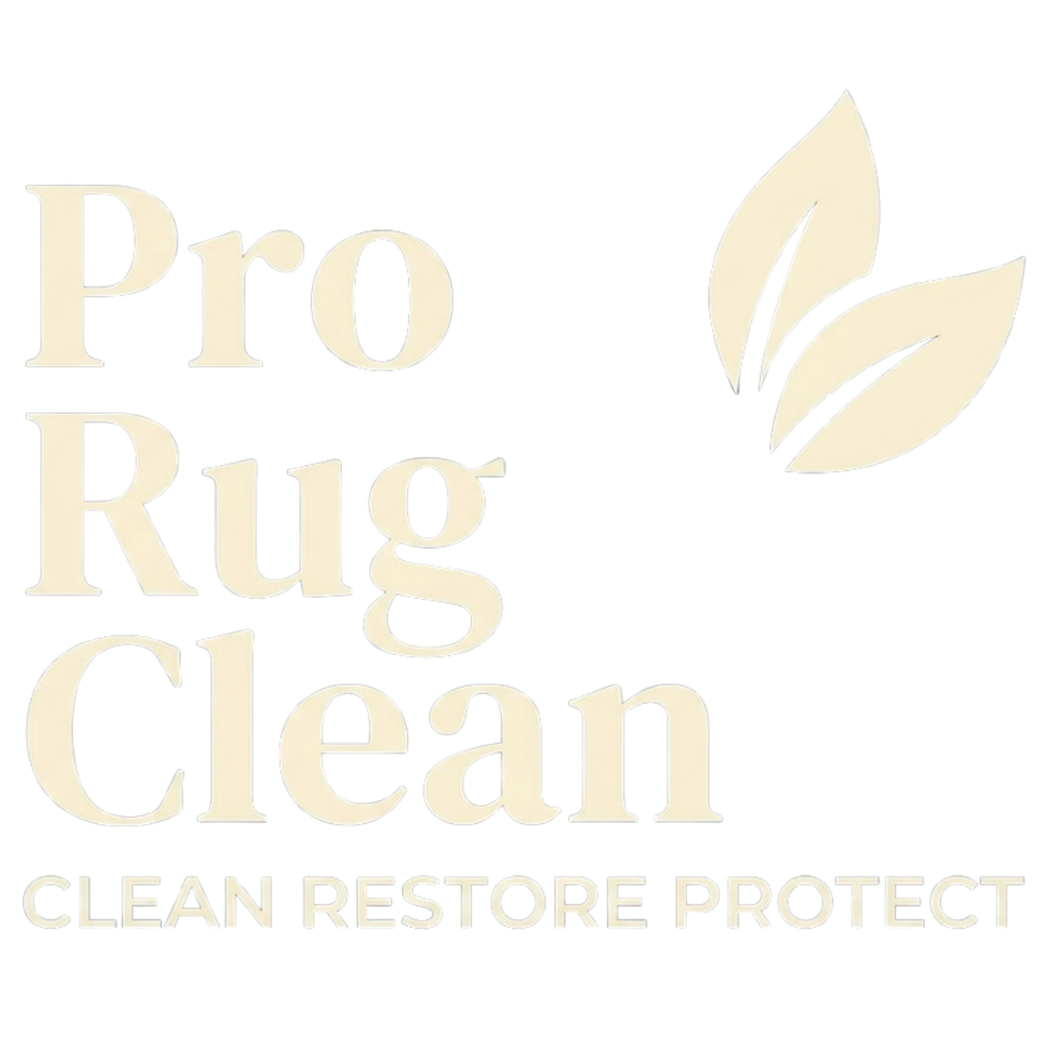 Logo for Pro Rug Clean with light cream text reading 