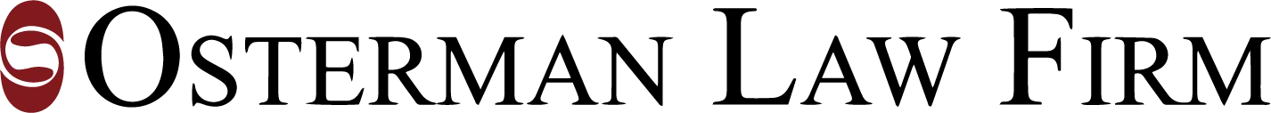 Logo for Osterman Law Firm, featuring a maroon stylized "O" and black text.