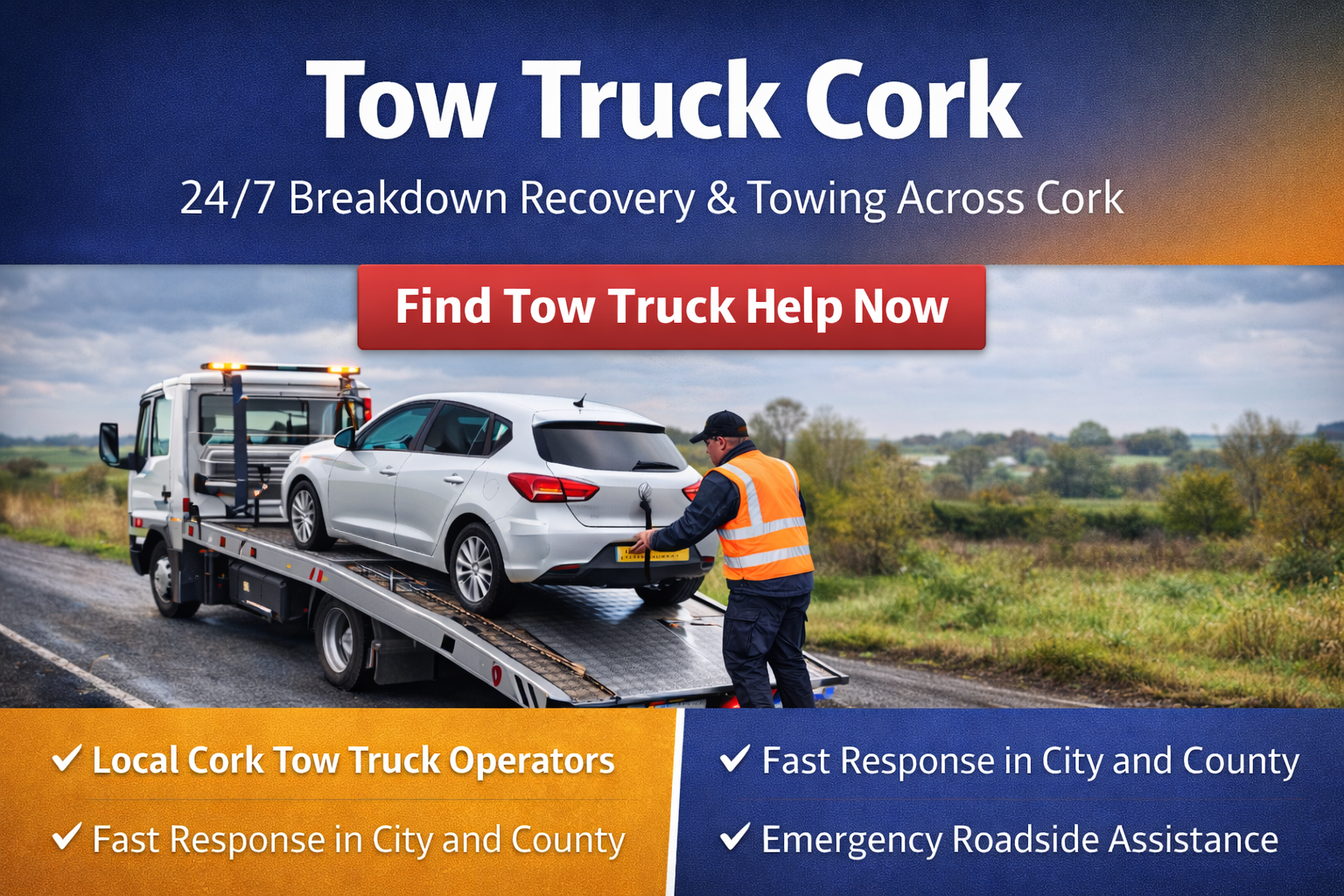 tow truck loading broken down car Cork