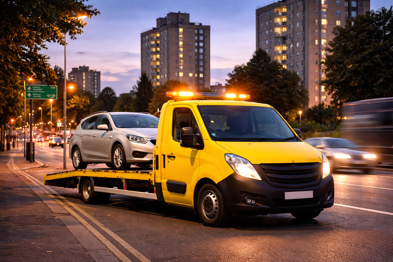 tow truck loading broken down car in Ballymun Dublin