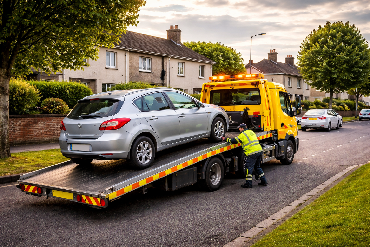 tow truck loading broken down car in Crumlin Dublin
