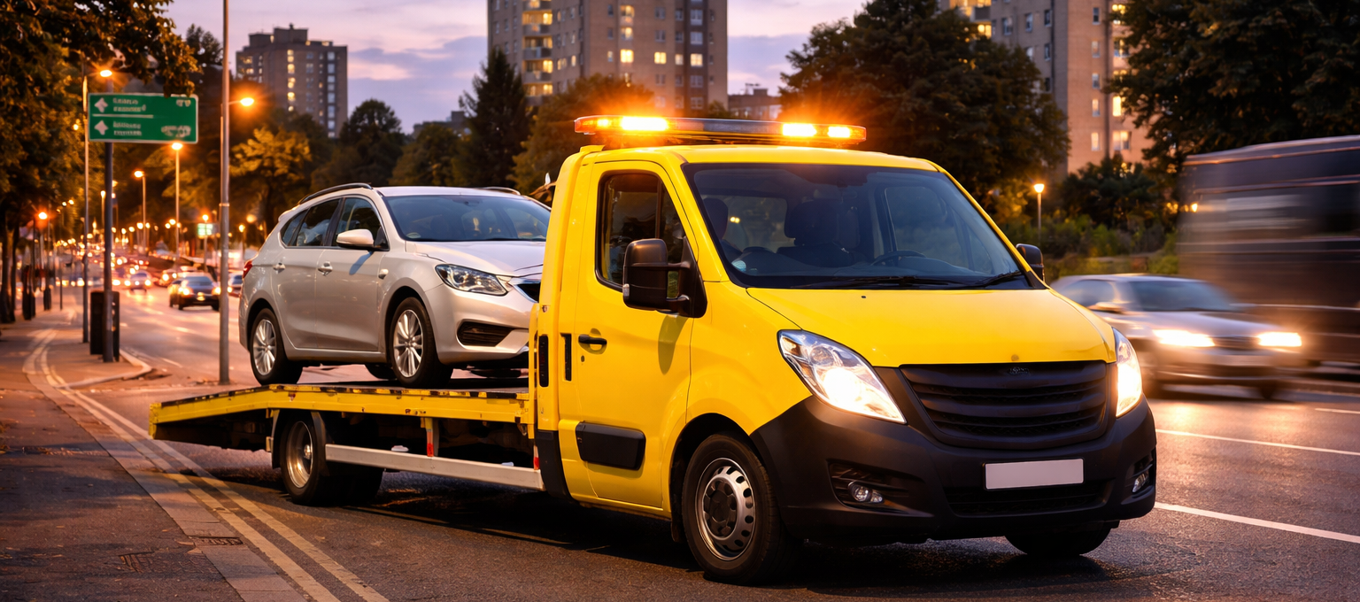 tow truck assisting broken down car in Citywest Dublin