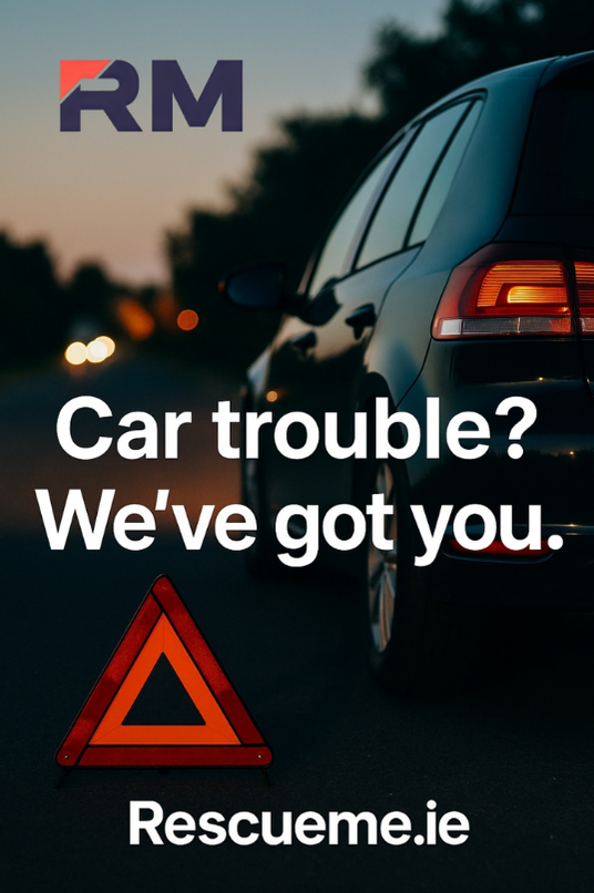 Volkswagen Golf broke down at the side of the road in the evening