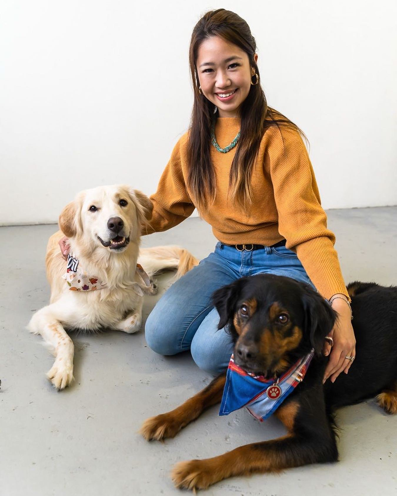 Wen with her 2 dogs