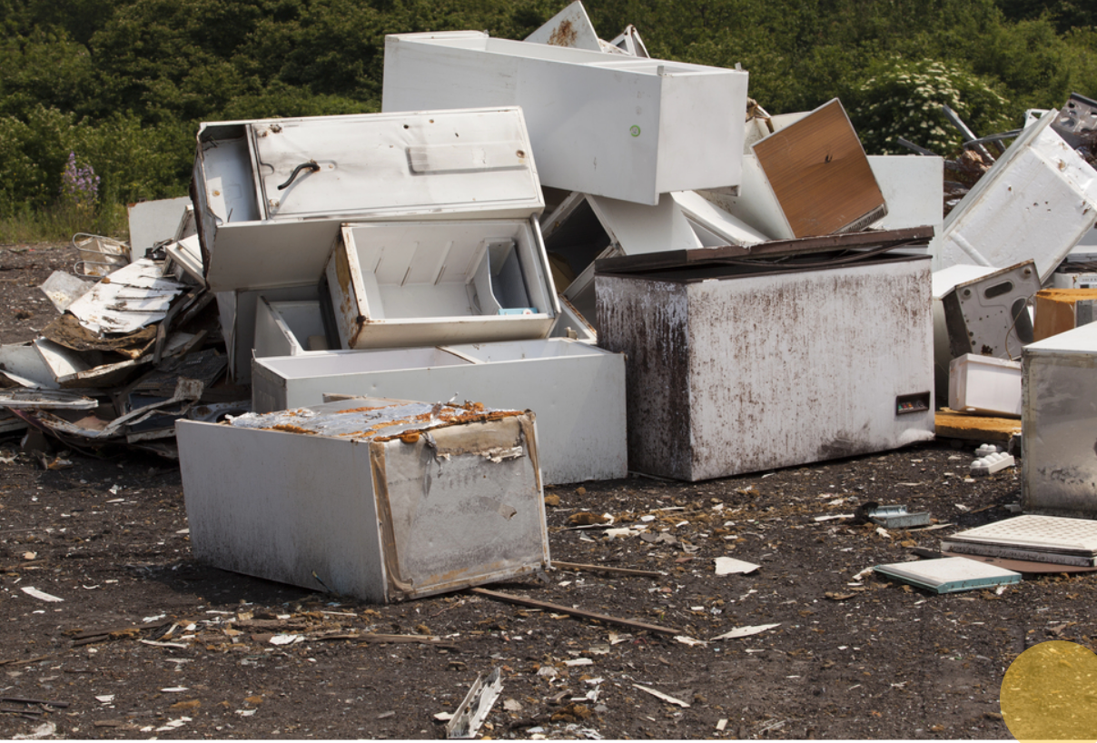 pile of old refrigerator scraps.