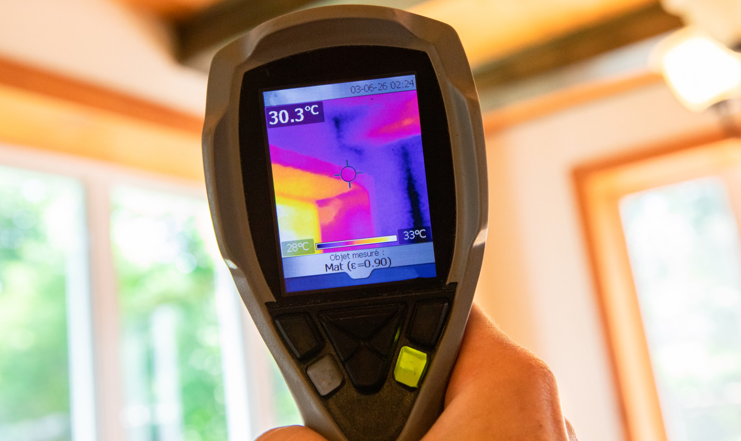 Thermal imaging camera being used in indoor air quality inspection