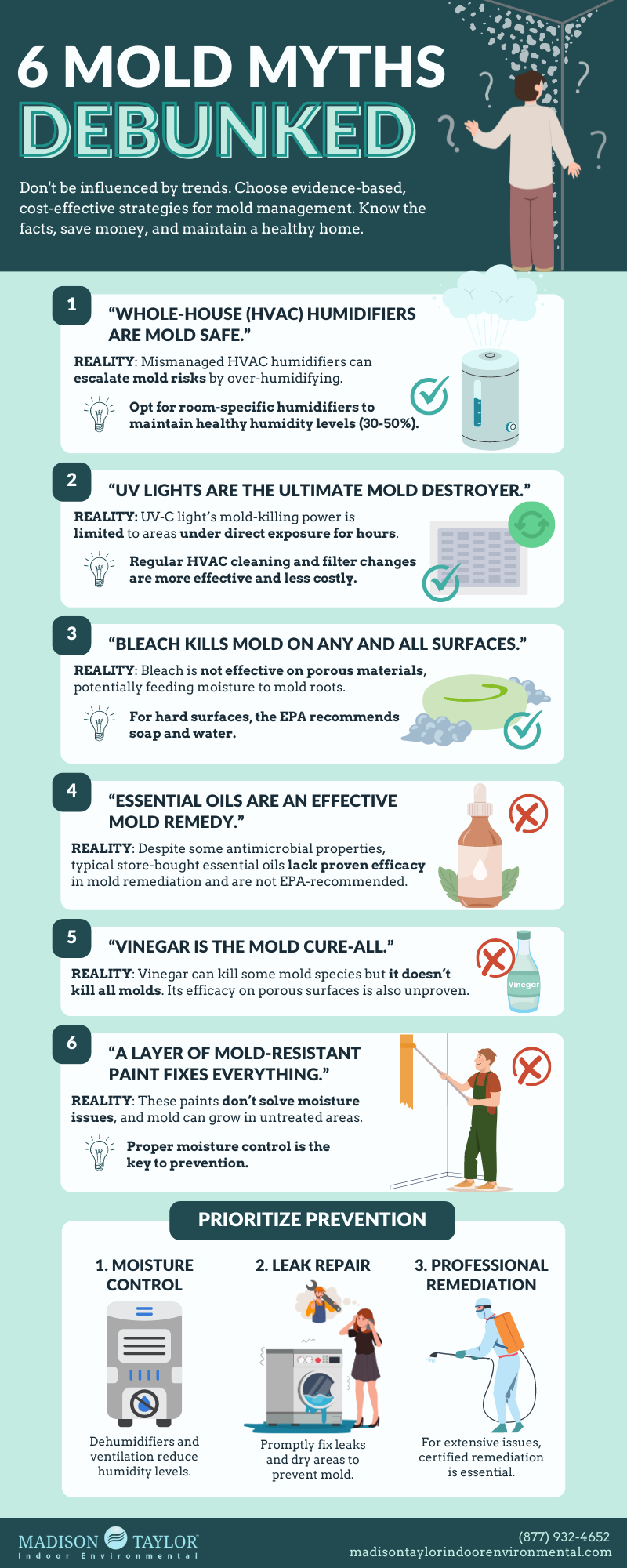 a poster with a list of mold myths debunked .