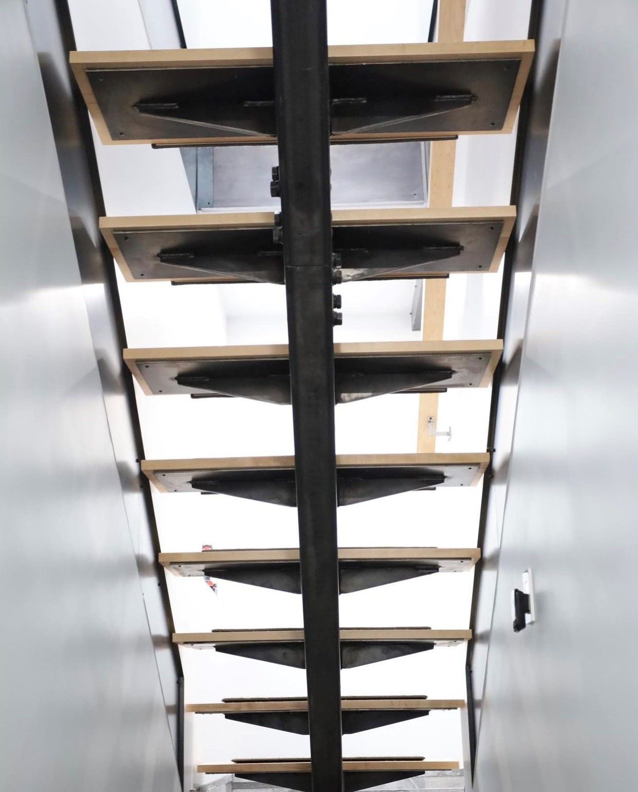 Staircase viewed from below.