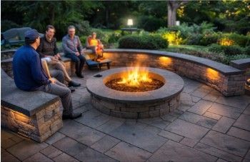 Custom built fire pit | hackmann Lawn and landscape