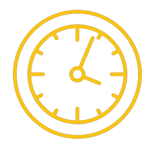 A yellow clock icon on a white background.
