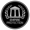 A logo for empire protection with a building and laurel wreath