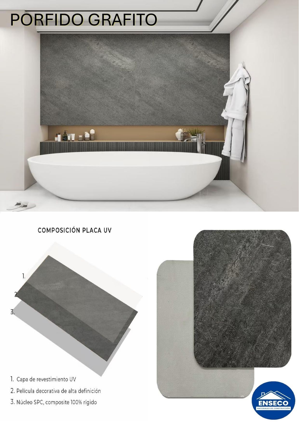 Placa UV Porfido Grafito