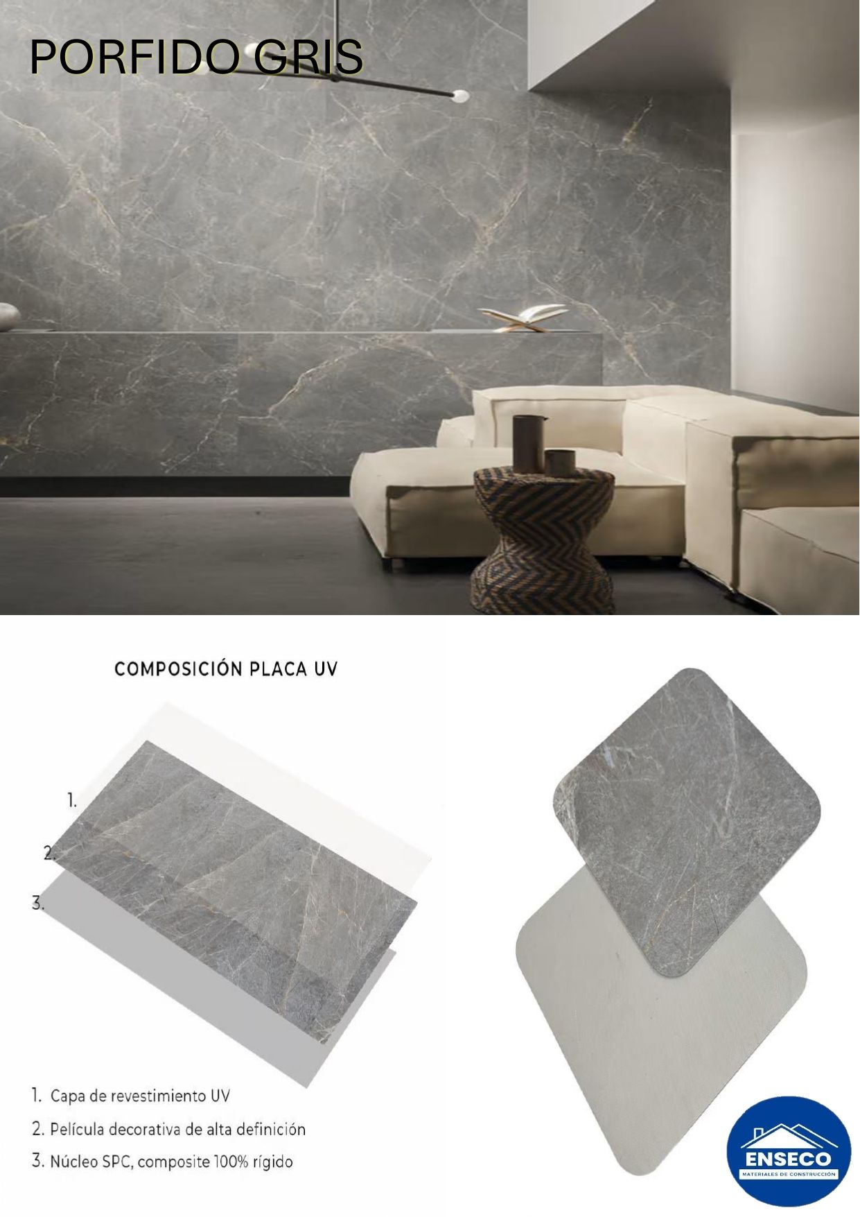 Placa UV Porfido Gris