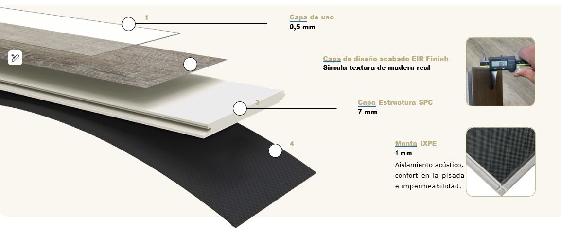 Luminoso salón con suelo de madera gris, sofá color mostaza, silla blanca, alfombra, mesa de centro y grandes ventanales.