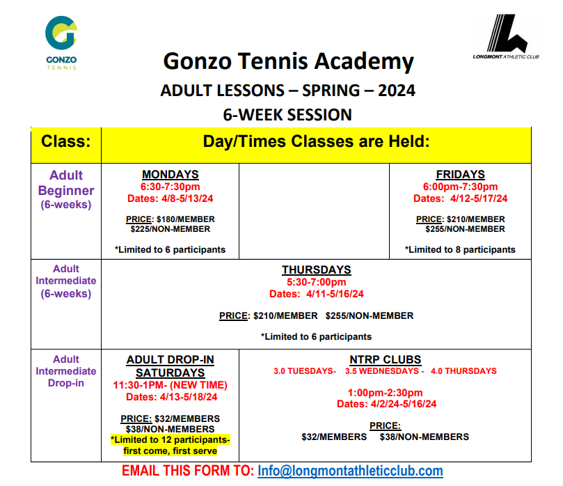 Gonzo Tennis Academy - Longmont, CO - Longmont Athletic Club