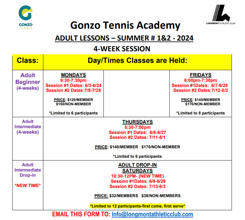 Gonzo Tennis Academy - Longmont, CO - Longmont Athletic Club
