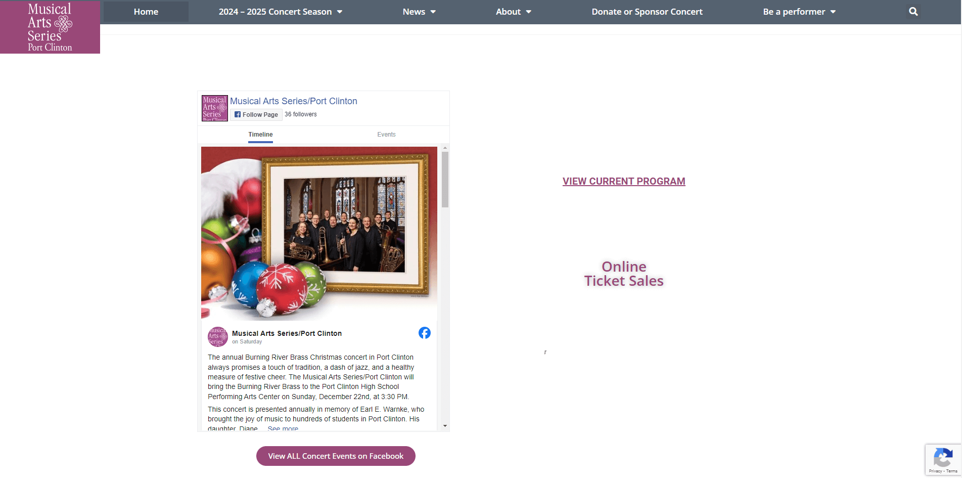 Non-Profit Website Design - Musical Arts Series Port Clinton
